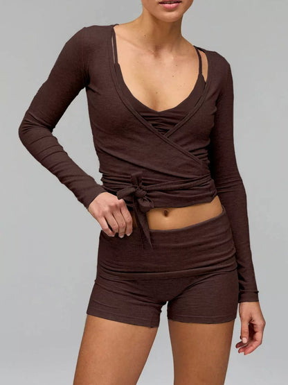 Hazel Blues® |  Long Sleeve Fitted T-Shirt and Shorts Set