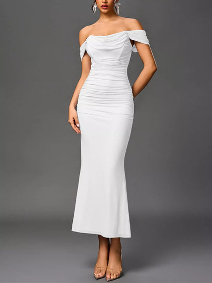 Hazel Blues® |  Off-Shoulder Ruched Mermaid Maxi Dress