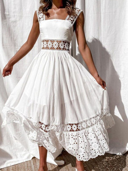 Hazel Blues® | Openwork Crochet Sleeveless Midi Dress