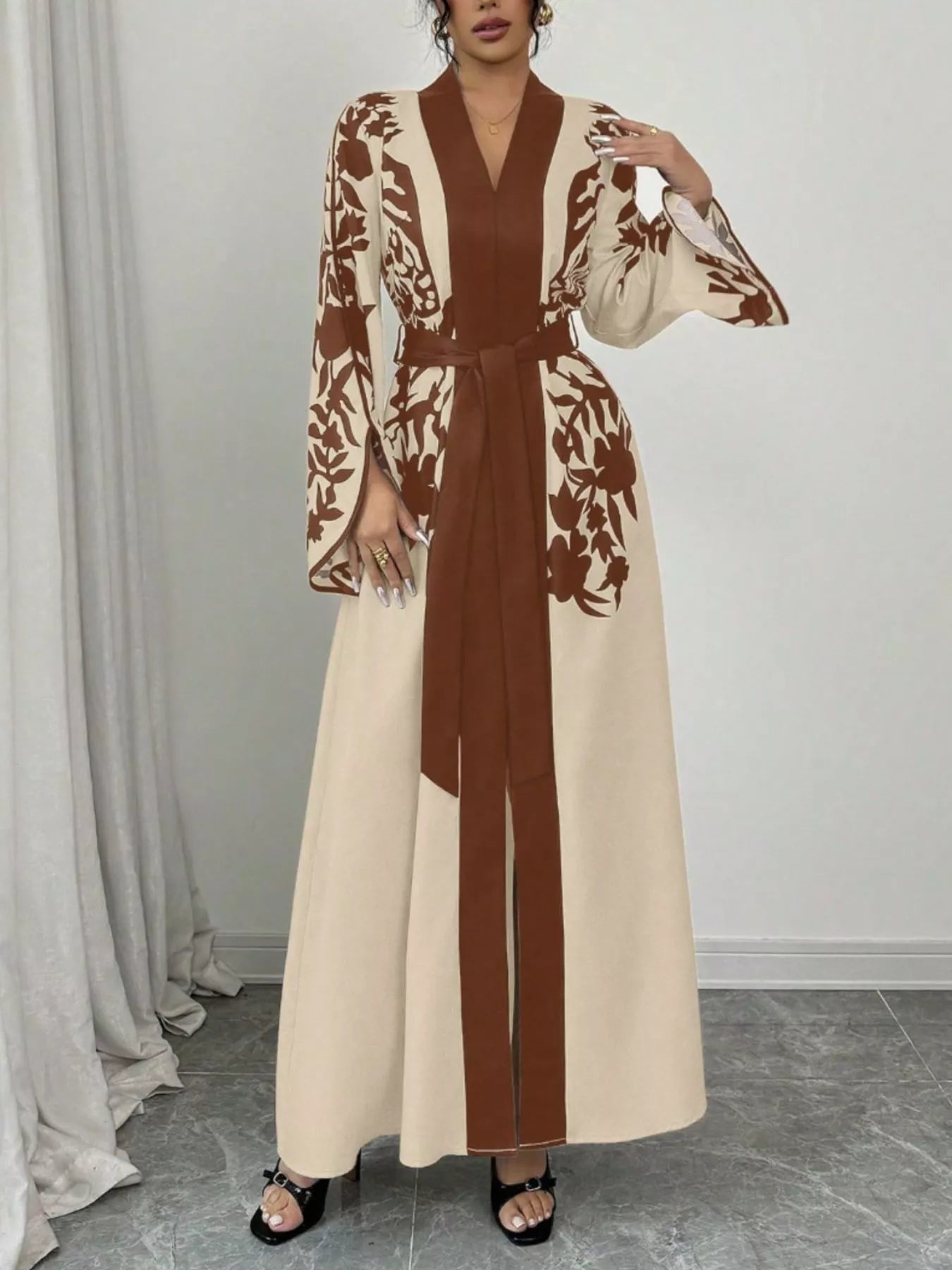 Hazel Blues® |  Printed Tie Waist Maxi Dress