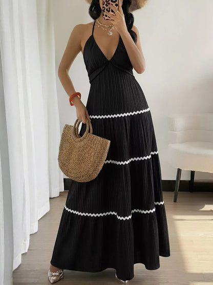 Hazel Blues® |  Halter Neck Pleated Maxi Dress