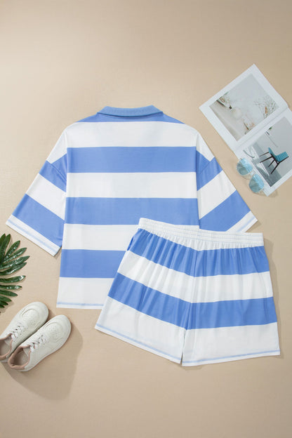 Hazel Blues® |  Stripe Right Shorts | Sky Blue Shorts