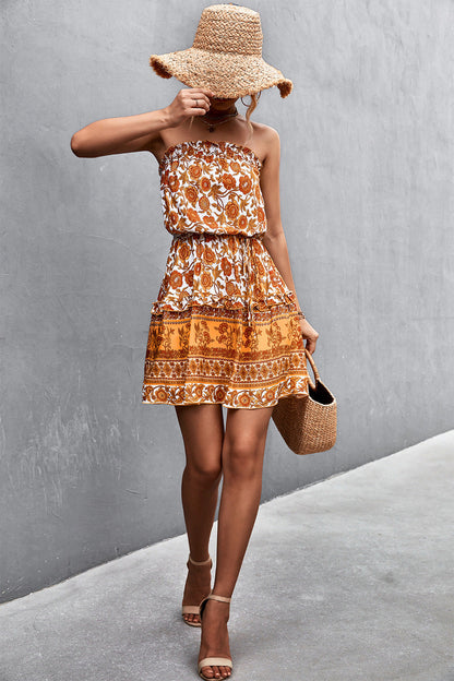 Hazel Blues® |  Bohemian Frill Trim Strapless Dress