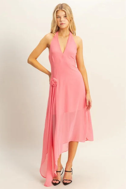 Hazel Blues® |  HYFVE Chiffon Halter Asymmetrical Hem Dress