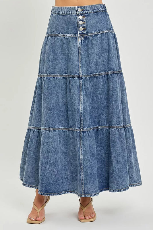 Hazel Blues® |  RISEN High Rise Ruffle Long Skirts