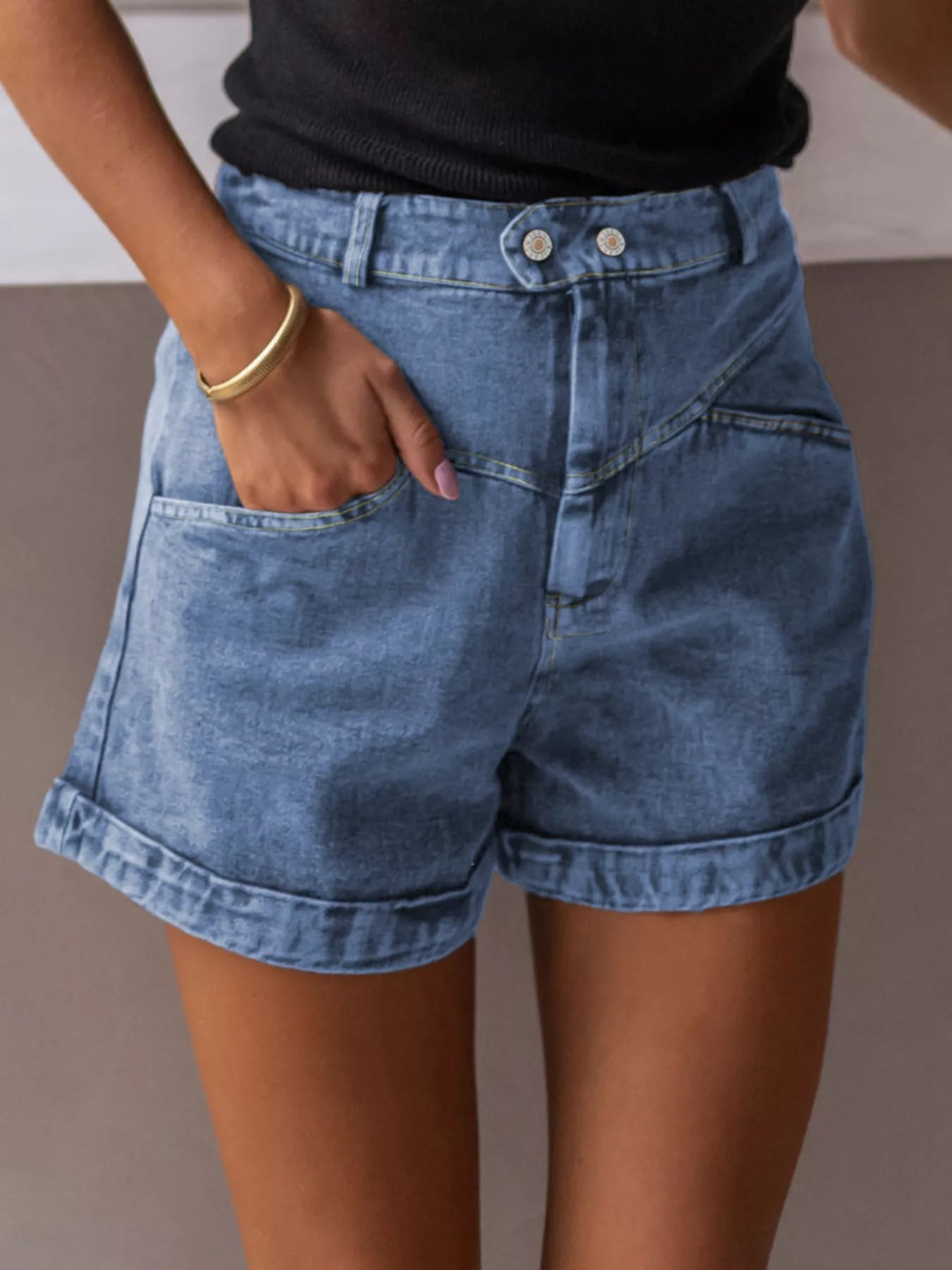 Hazel Blues® |  High-Waisted Denim Shorts