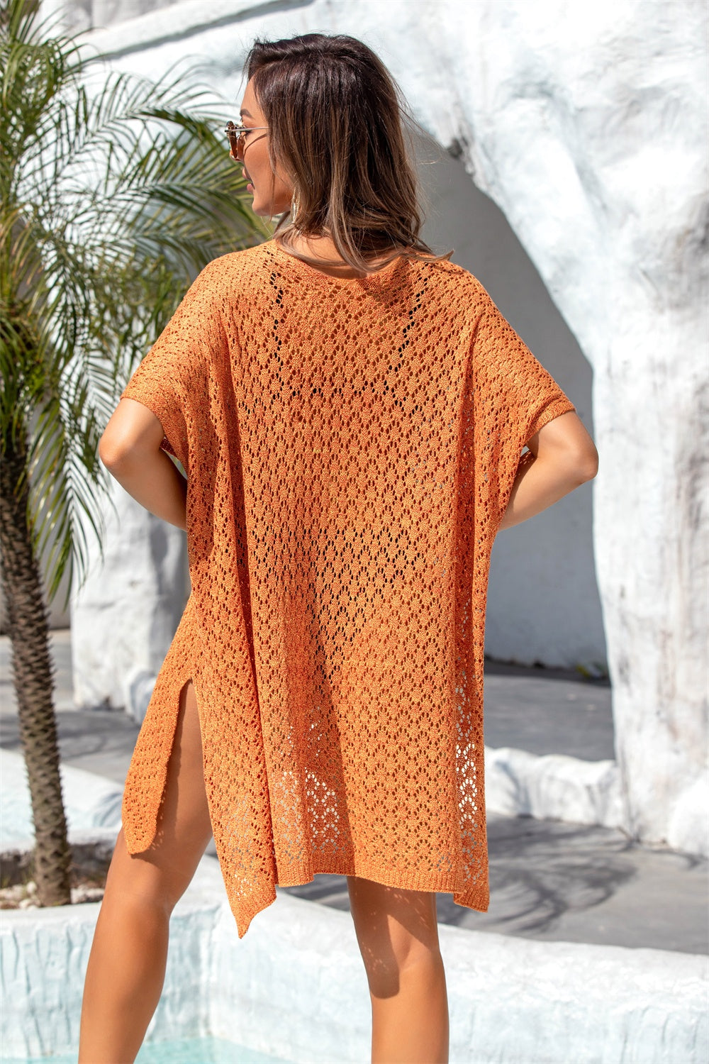 Hazel Blues® | Openwork Slit Scoop Neck Cover Up