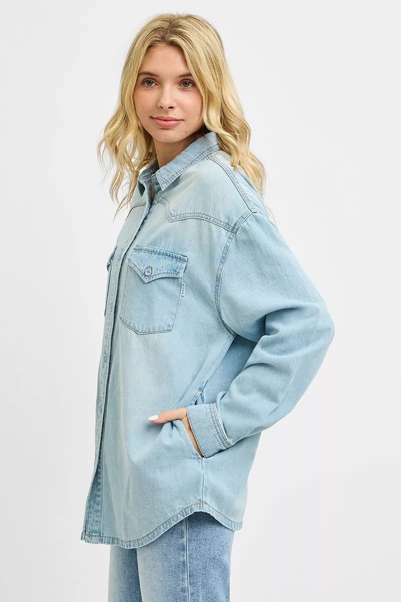 Hazel Blues® |  RISEN Western Yoke Style Relaxed Fit Denim Shirts