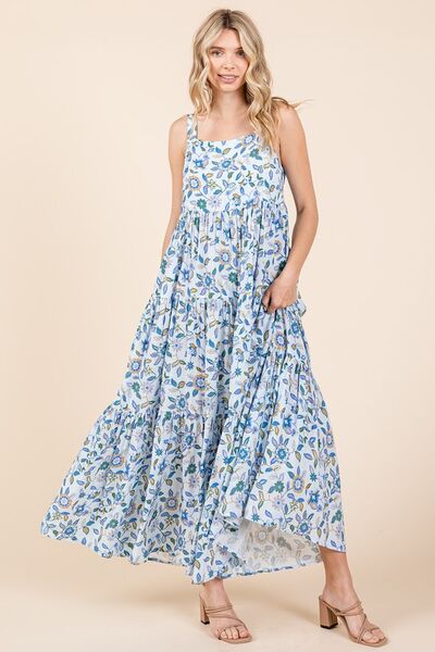 Hazel Blues® |  Mittoshop Flower Print Tiered Sleeveless Empire Maxi Dress