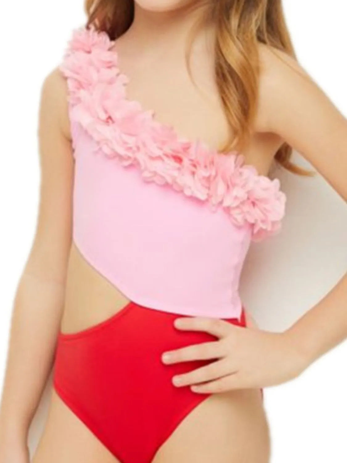 Hazel Blues® | Mommy&Me Cutout One Shoulder Contrast One Piece Swimwear