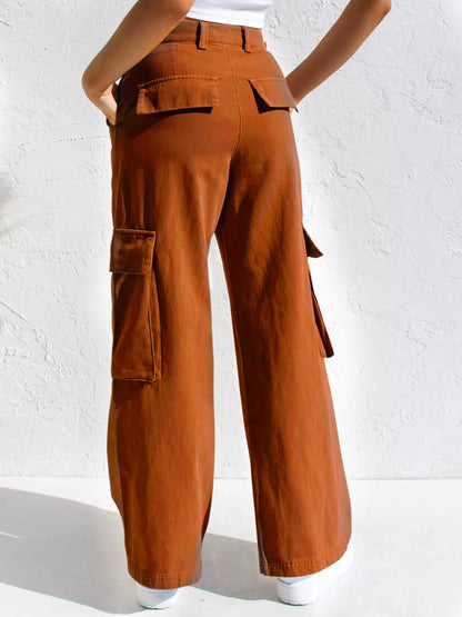 Hazel Blues® |  High-Waisted Wide Leg Cargo Jeans
