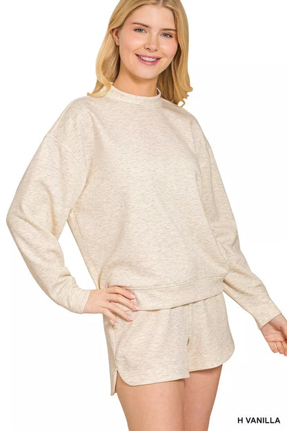 Hazel Blues® |  Zenana Scuba Long Sleeve Sweatshirt and Shorts Set