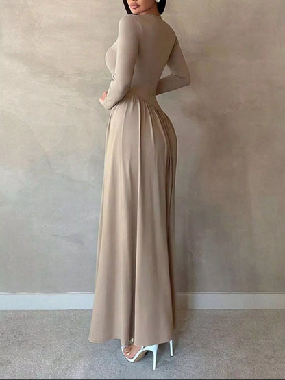 Hazel Blues® |  Long Sleeve Ruched A-Line Maxi Dress