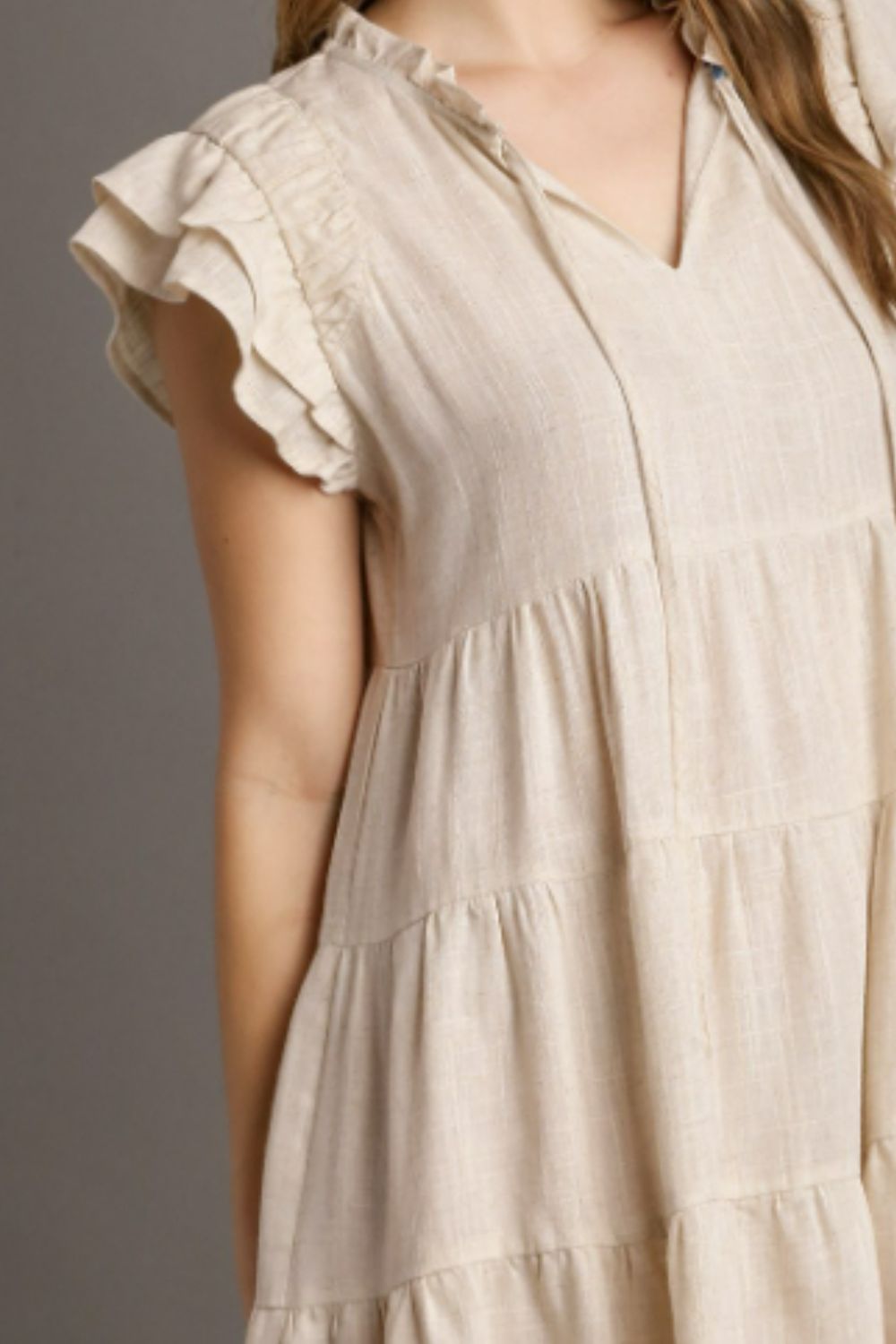 Hazel Blues® | Umgee Linen A-line Tiered Mini Dress