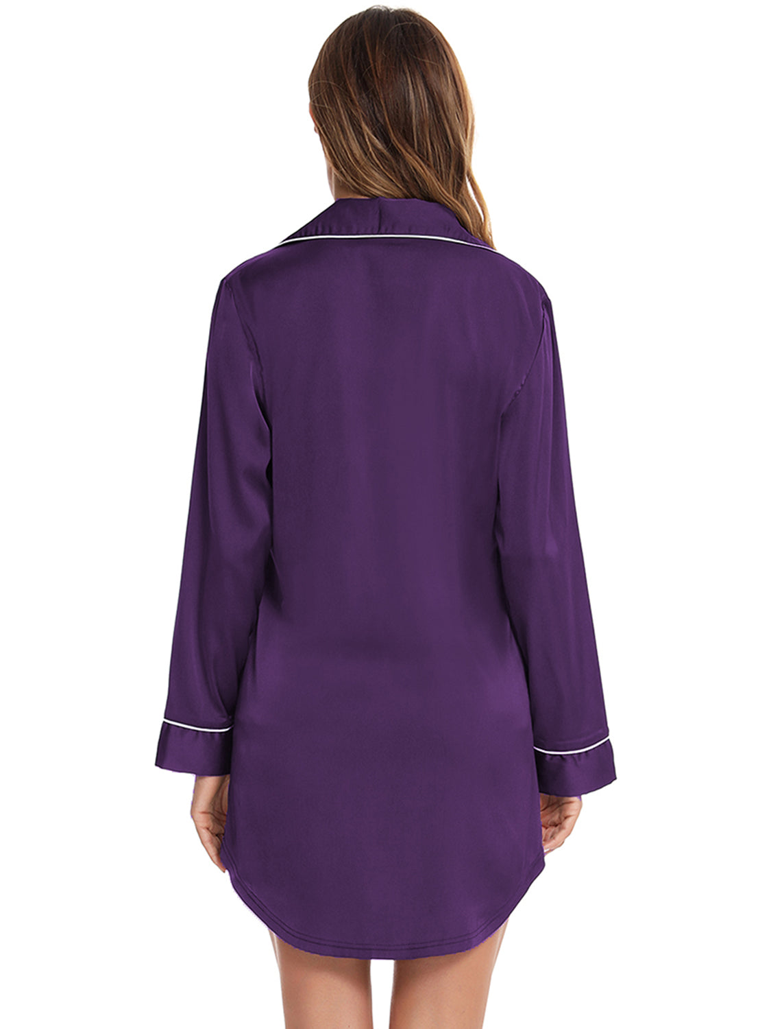 Hazel Blues® |  Button Up Lapel Collar Night Dress with Pocket