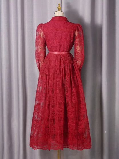 Hazel Blues® |  Lace Button Front Midi Dress