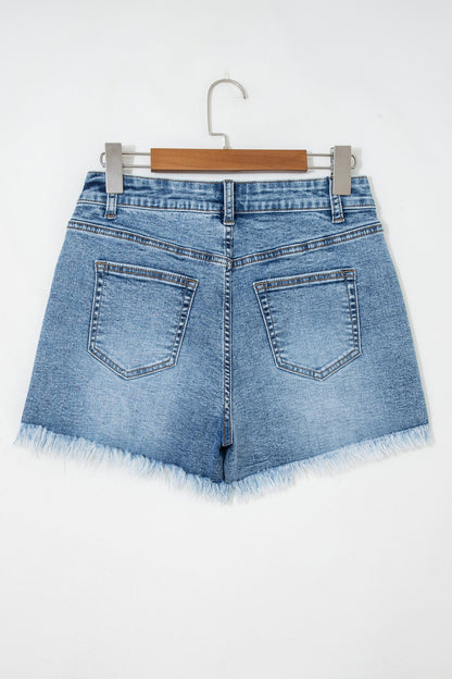Hazel Blues® |  Dusk Blue Western Embroidery Stud Denim Shorts Summer Daily Wear