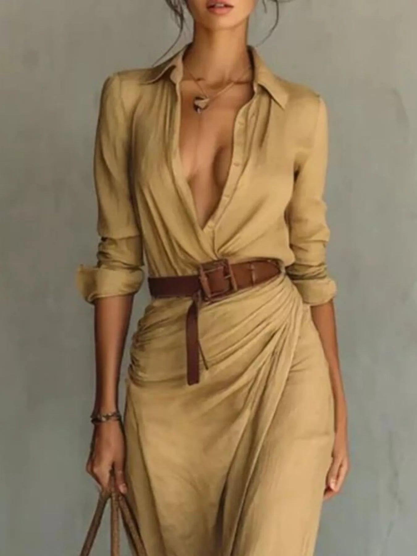 Hazel Blues® | Ruched Long Sleeve Maxi Dress