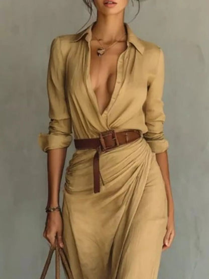 Hazel Blues® | Ruched Long Sleeve Maxi Dress