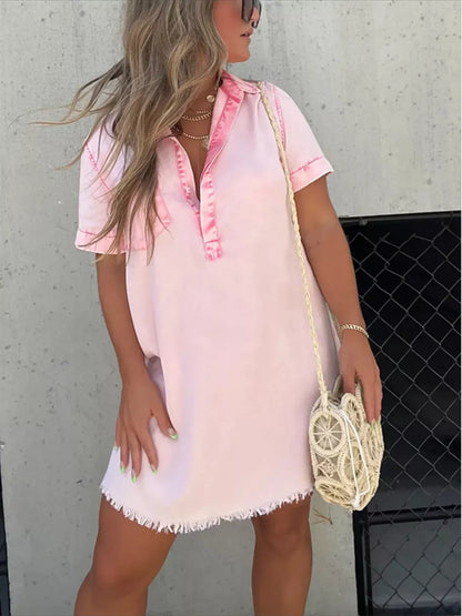 Hazel Blues® | Raw Hem Short Sleeve Dress