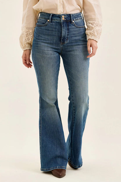 Hazel Blues® |  Judy Blue High Waist Double Button Tummy Control Flare Jeans