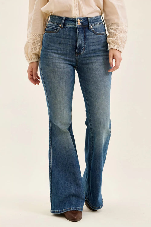 Hazel Blues® |  Judy Blue High Waist Double Button Tummy Control Flare Jeans