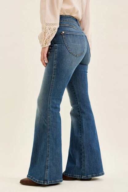 Hazel Blues® |  Judy Blue High Waist Double Button Tummy Control Flare Jeans