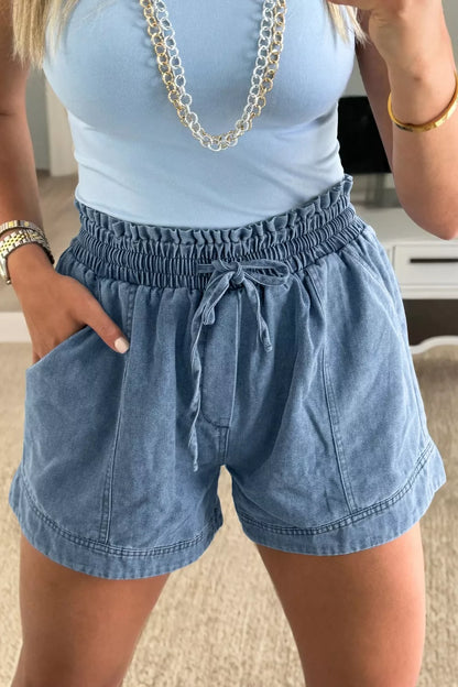 Hazel Blues® |  Smocked Elastic Waist Denim Shorts