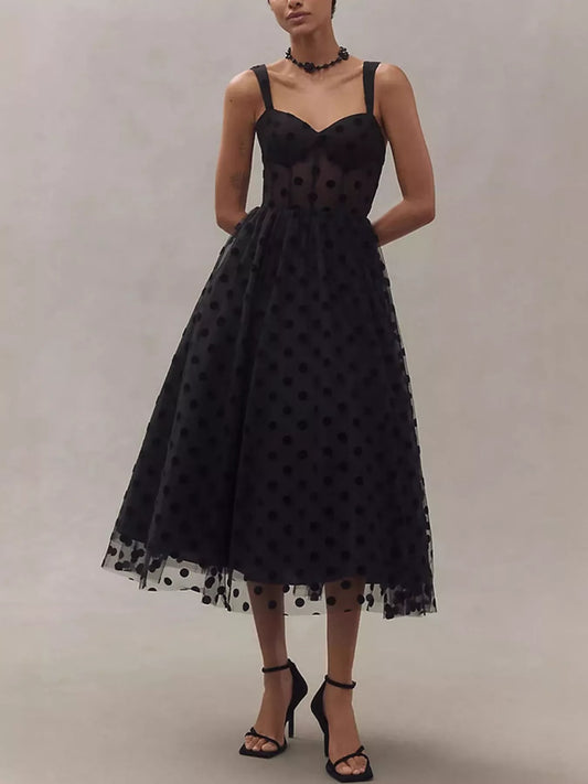 Hazel Blues® |  Polka Dot Tulle Sleeveless Midi Dress