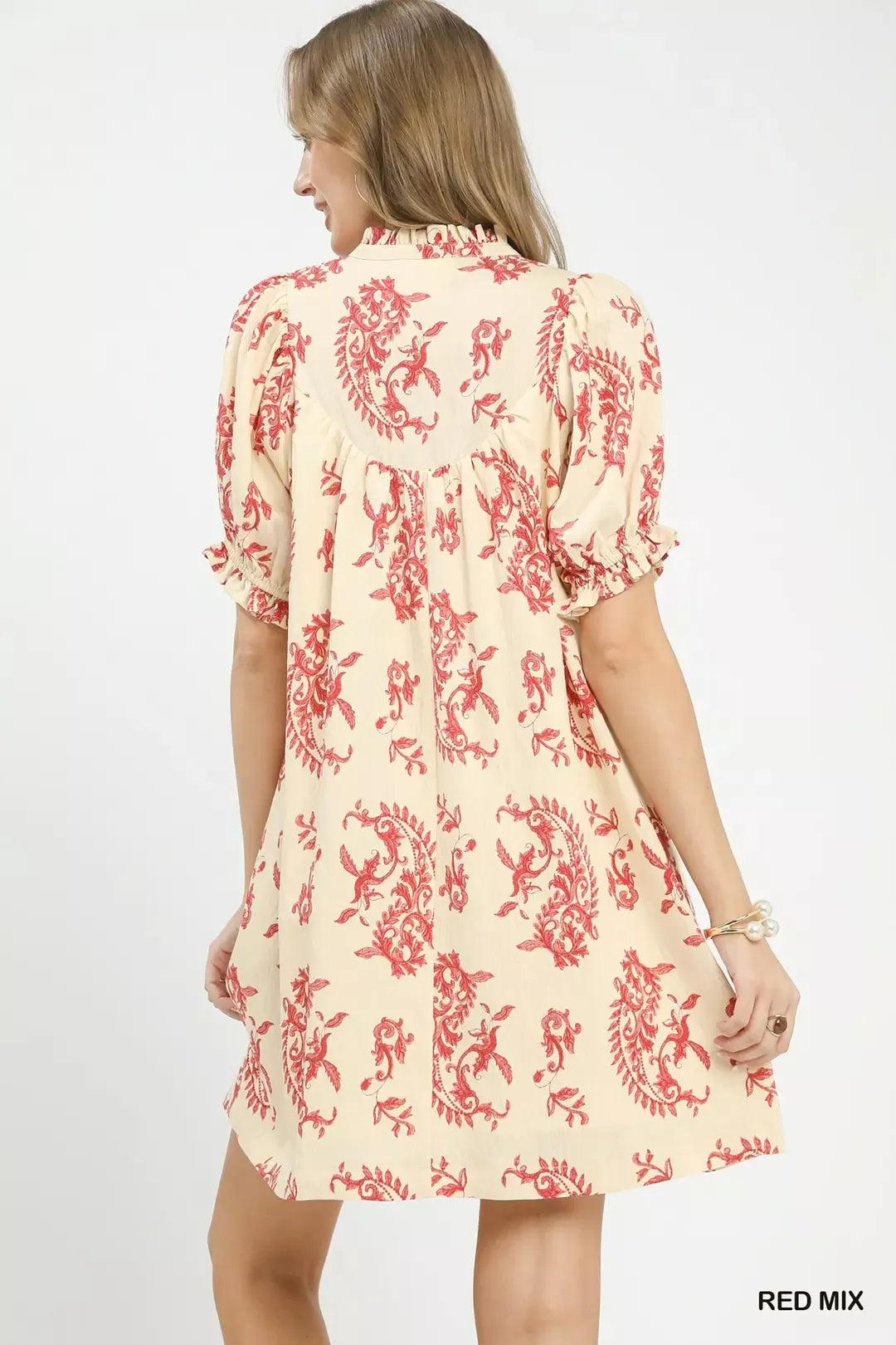 Hazel Blues® |  Umgee Mix Paisley Scallop Trim Dress