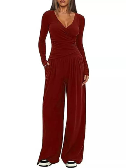 Hazel Blues® |  Casual Long Sleeve Top and Wide Leg Pants Set
