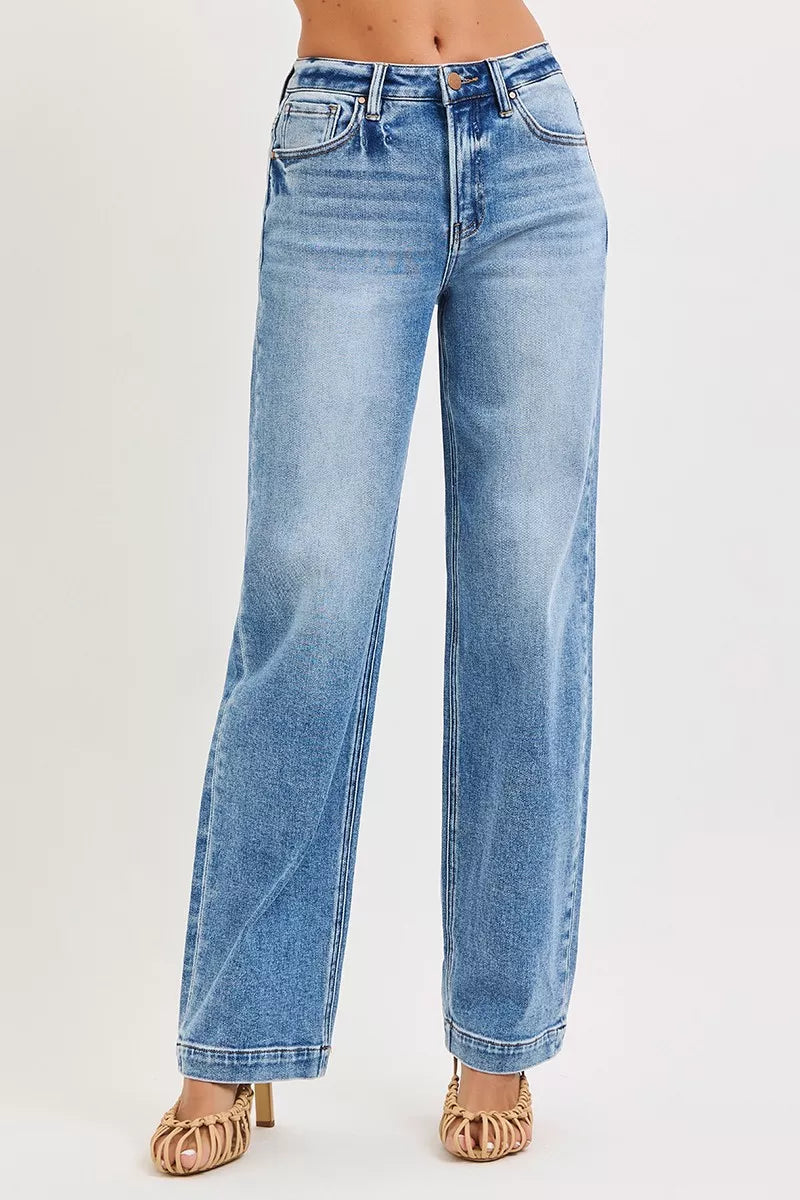 Hazel Blues® |  RISEN High Rise Wide Baggy Jeans