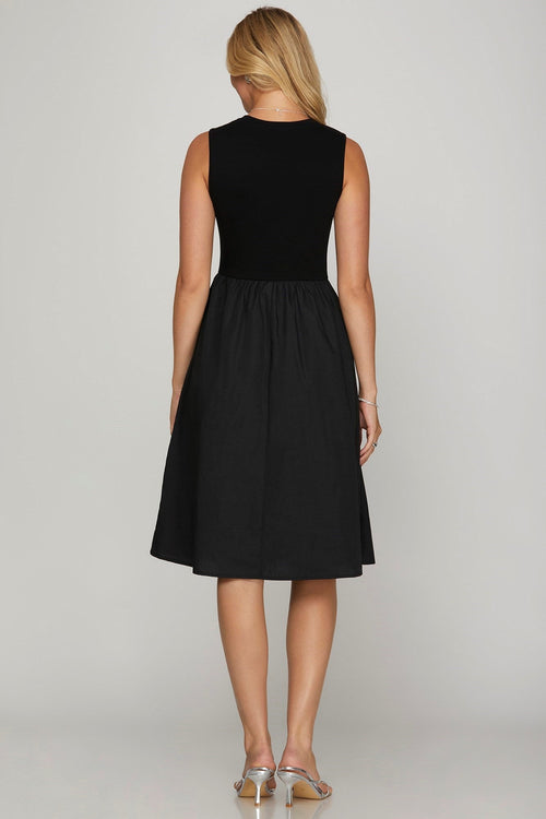 Hazel Blues® | She + Sky Sleeveless Poplin Woven Midi Dress with Pockets