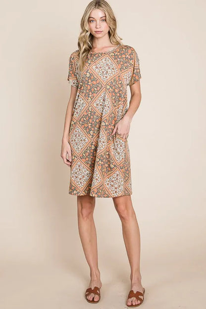 Hazel Blues® |  BOMBOM Multicolored Leaves Jacquard Dress