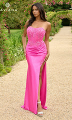 Strapless Long Corset Prom Dress: Faviana 11209
