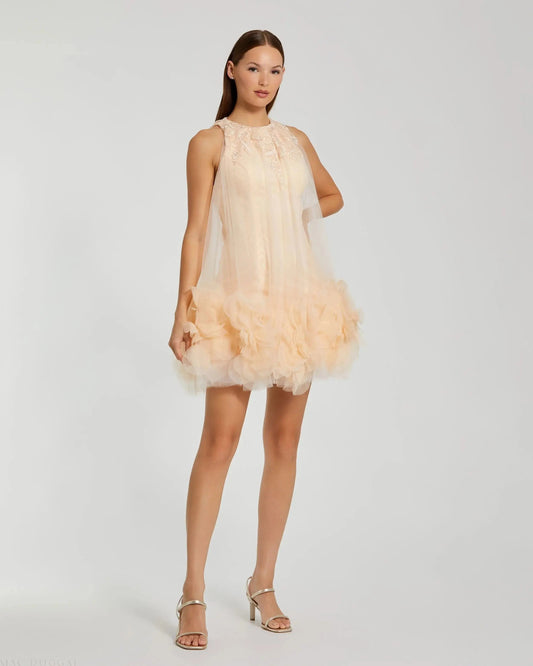 Pink Halter Neck Flowy Petal A Line Mini Dress - FINAL SALE