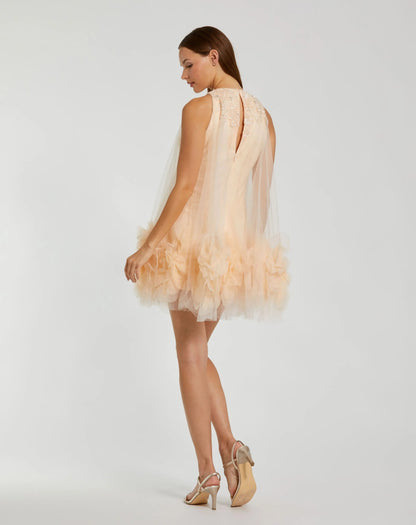 Pink Halter Neck Flowy Petal A Line Mini Dress - FINAL SALE