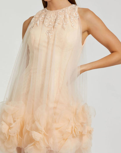 Pink Halter Neck Flowy Petal A Line Mini Dress - FINAL SALE