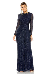 Long Sleeve Sequin Formal Dress: Mac Duggal 11659