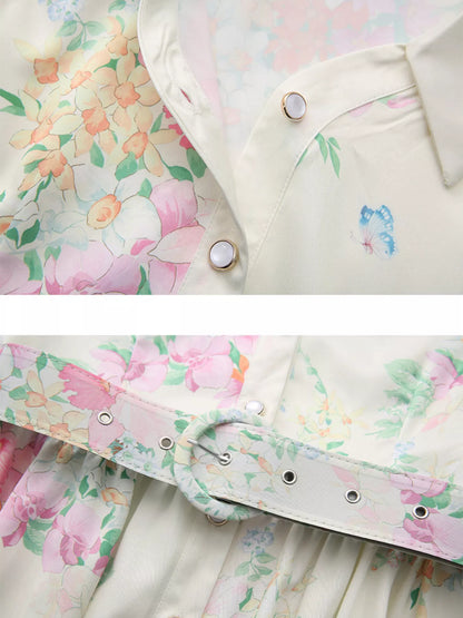 Hazel Blues® |  Floral Print Ruffle Sleeve Midi Dress