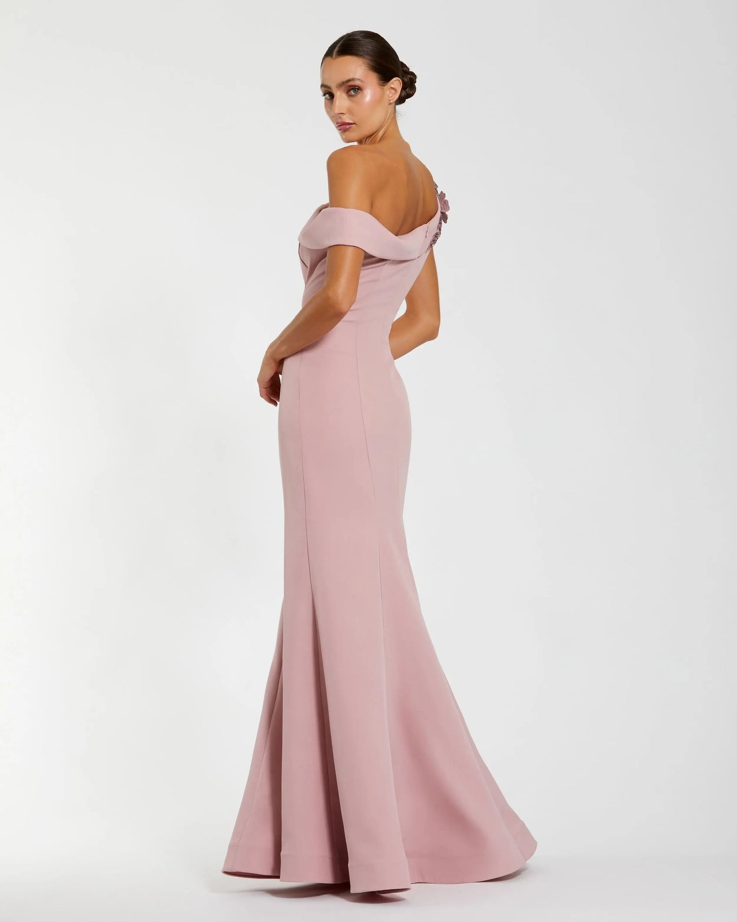 Pink One Shoulder Sleeveless Beaded Mermaid Gown