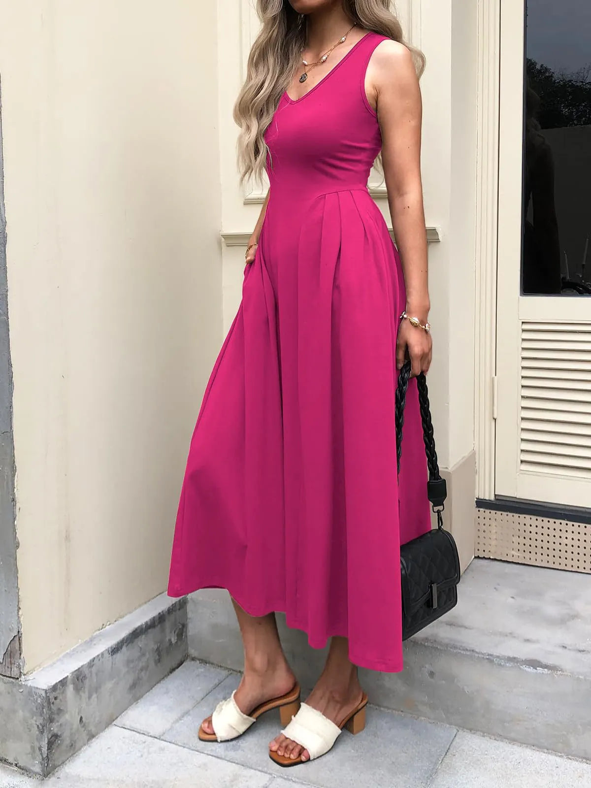 Hazel Blues® |  V-Neck Midi Tank Dress