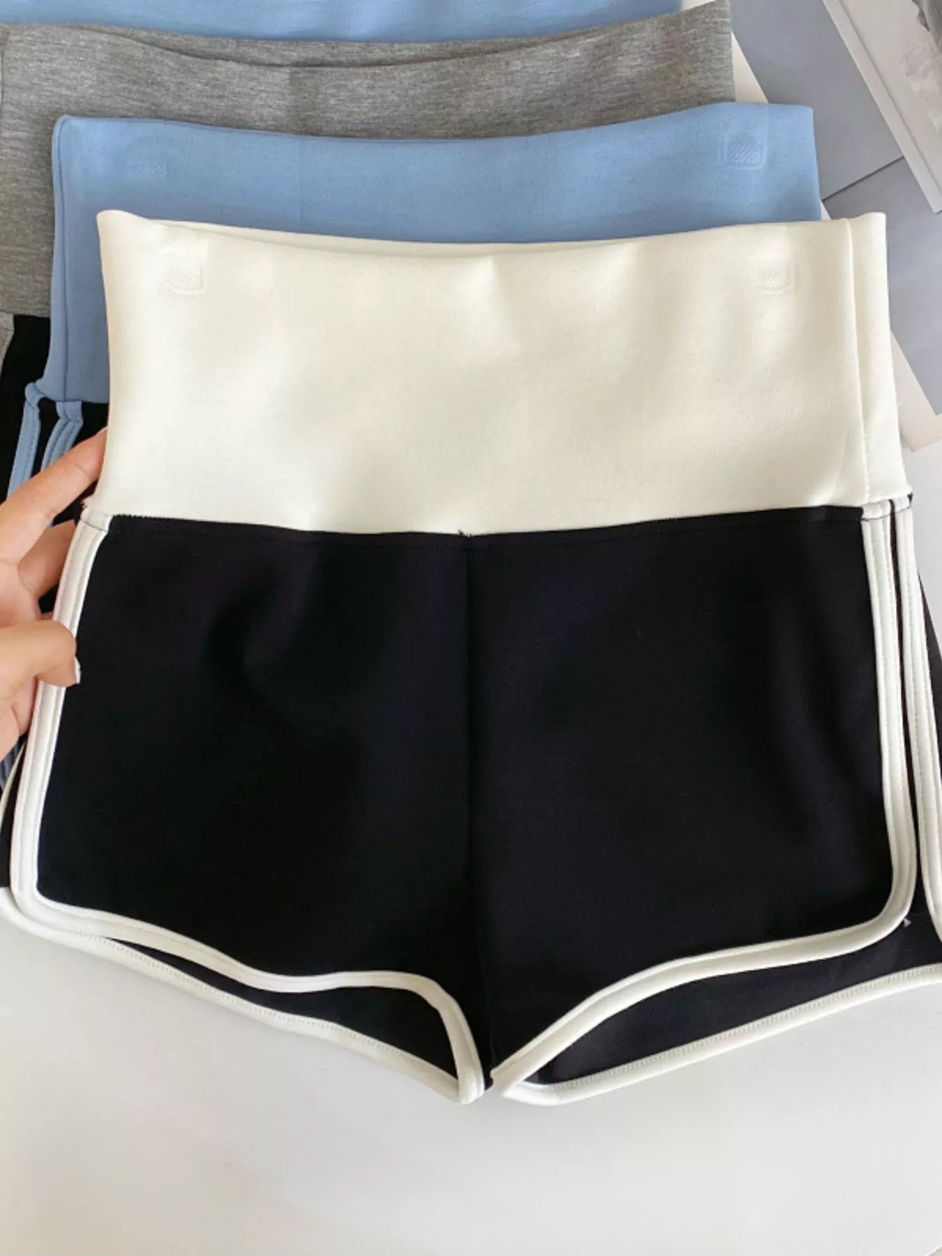 Hazel Blues® |  High Waist Contrast Trim Shorts