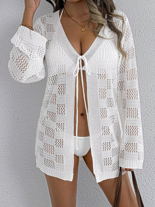 Hazel Blues® | Crochet Knit Tie Front Cover-Up