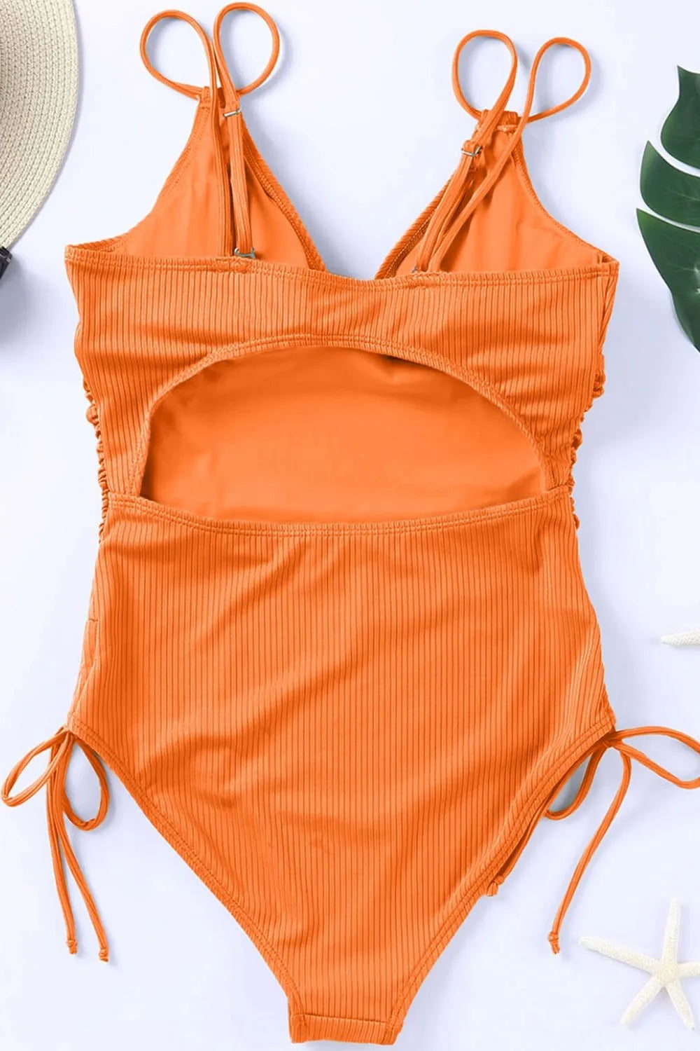 Hazel Blues® | Drawstring Plunge One-Piece Swimwear