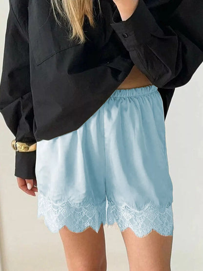 Hazel Blues® |  Lace Trim Elastic Waist Shorts