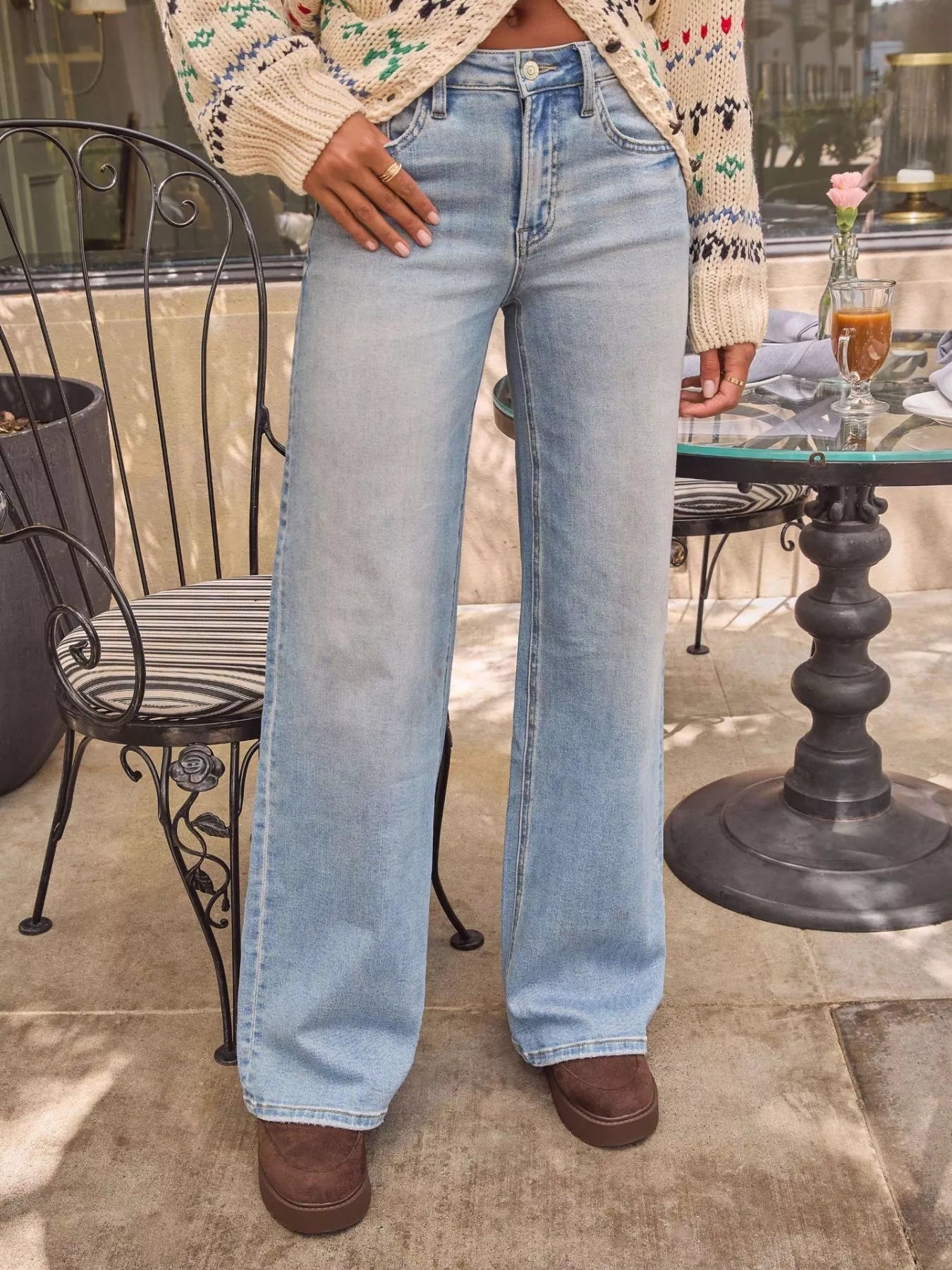 Hazel Blues® |  Washed Wide Leg Jeans