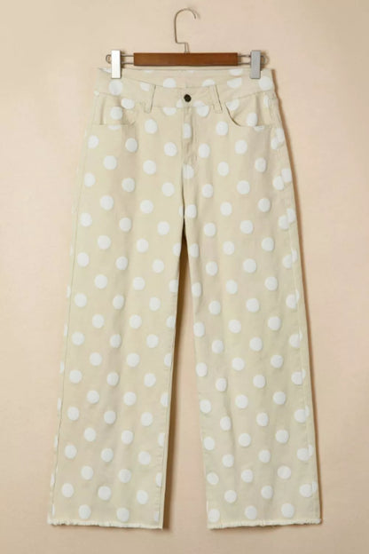 Hazel Blues® |  Polka Dot High-Waisted Wide Leg Jeans
