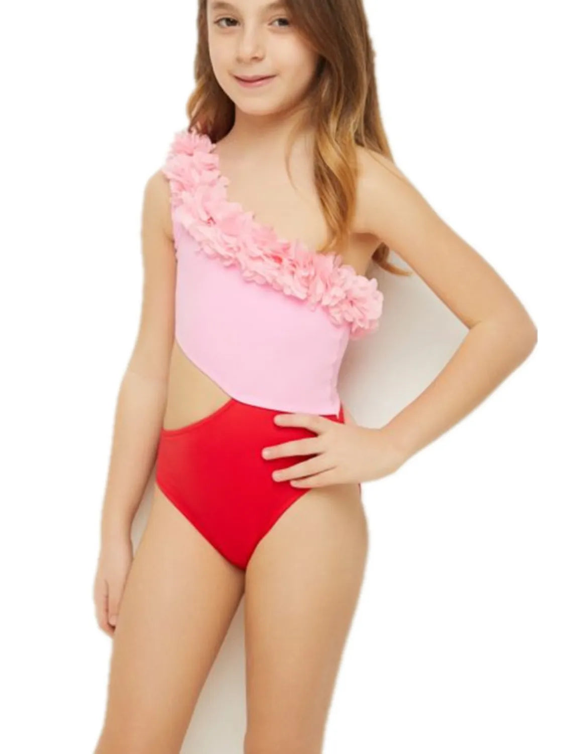 Hazel Blues® | Mommy&Me Cutout One Shoulder Contrast One Piece Swimwear