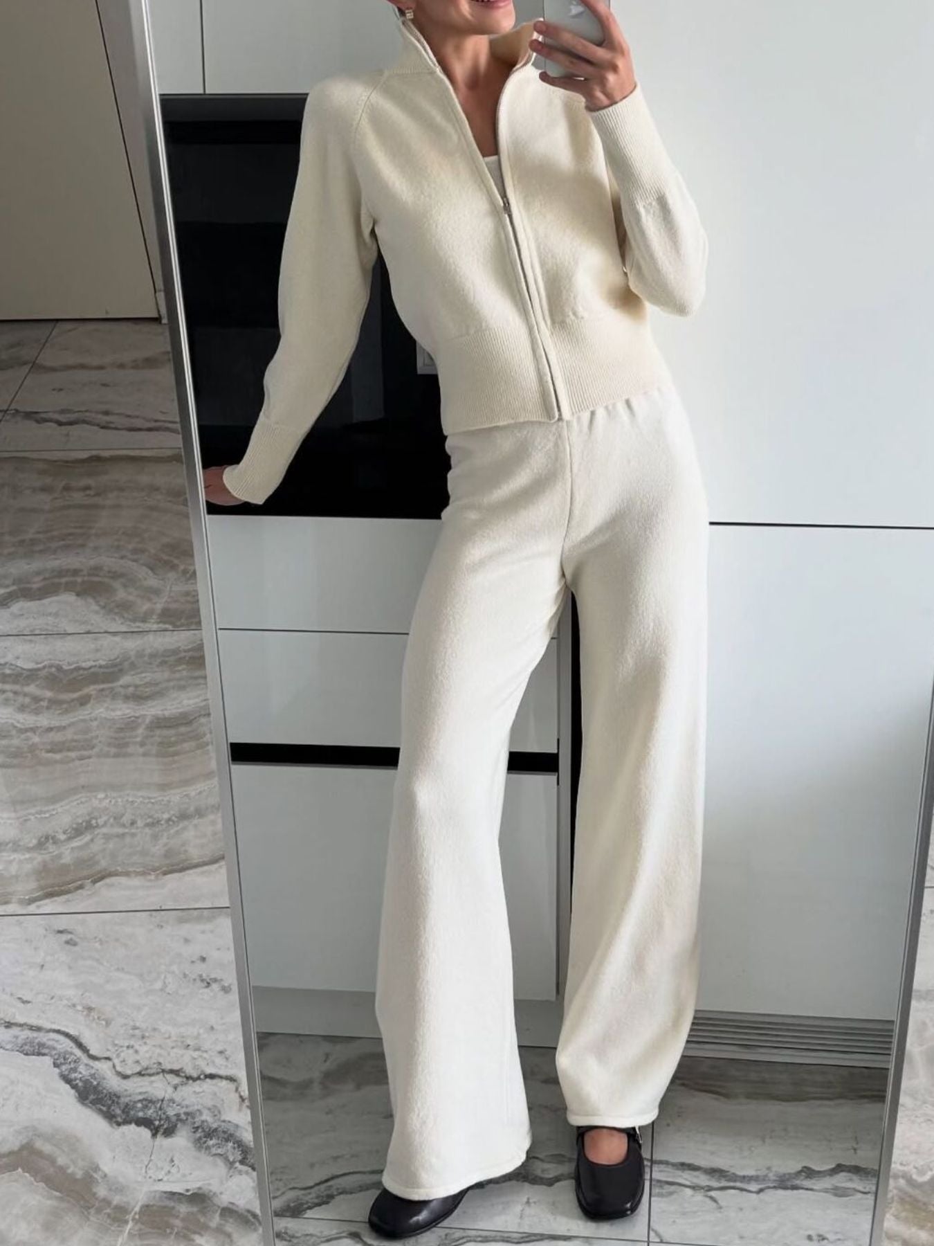 Hazel Blues® |  Zip Up Outerwear and Wide Leg Pants Set